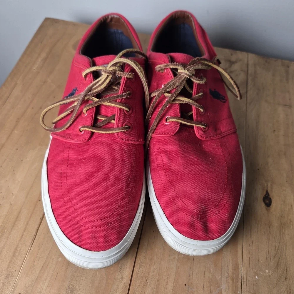 Polo Ralph Polo Faxon Deck Shoes Mens sz 9 All Leather Lacea Boat‎ Preppy Loafer